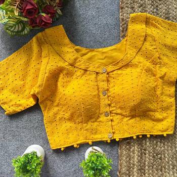 Yellow cotton blouse for women elegant saree blouse 1