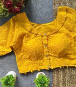 Yellow cotton blouse for women elegant saree blouse