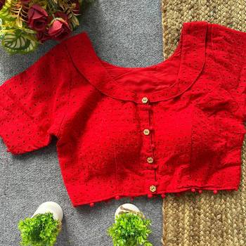 Red cotton blouse for women festive saree blouse 1