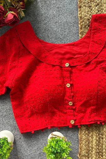 Red cotton blouse for women festive saree blouse