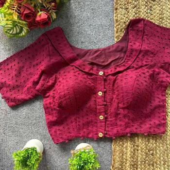 Maroon cotton blouse for women traditional saree blouse 1