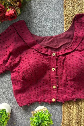 Maroon cotton blouse for women traditional saree blouse