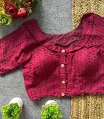 Maroon cotton blouse for women traditional saree blouse