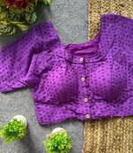 Purple cotton blouse for women embroidery saree blouse