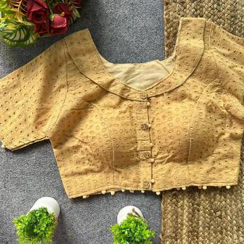 Gold cotton blouse for women zari saree blouse 1