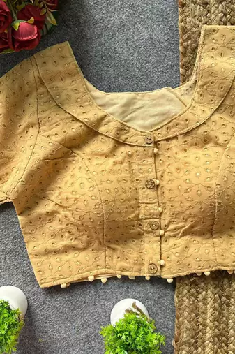 Gold cotton blouse for women zari saree blouse