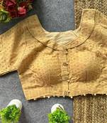 Gold cotton blouse for women zari saree blouse