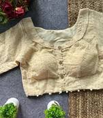 Beige cotton blouse for women sequence saree blouse
