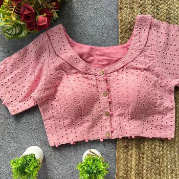 Pink cotton blouse for women thread saree blouse 1