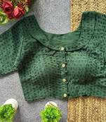 Green cotton blouse for women printed saree blouse