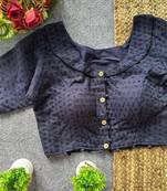 Navy blue cotton blouse for women stylish saree blouse