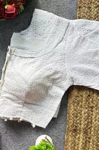 White cotton blouse for women fancy saree blouse