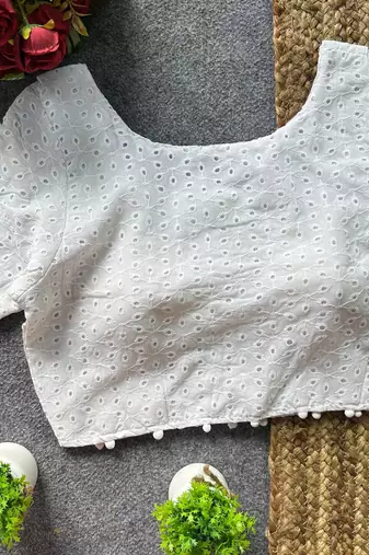 White cotton blouse for women fancy saree blouse