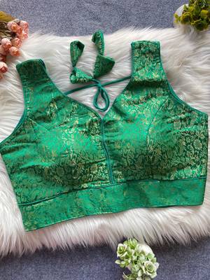 Green silk blouse for women elegant saree blouse 1