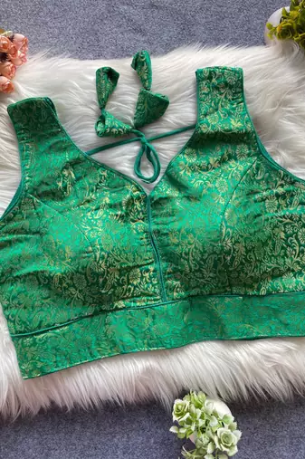 Green silk blouse for women elegant saree blouse