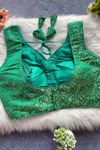 Green silk blouse for women elegant saree blouse