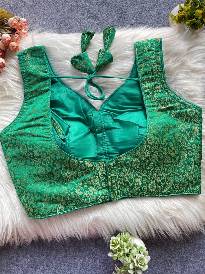 Green silk blouse for women elegant saree blouse