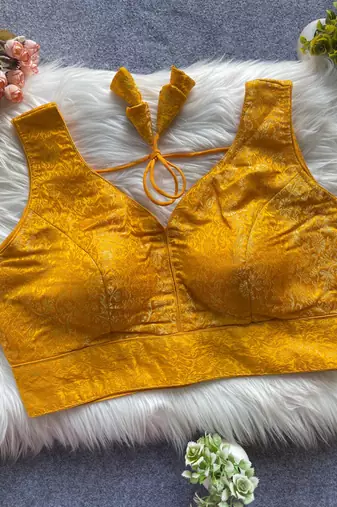 Yellow silk blouse for women festive saree blouse