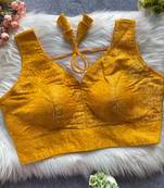 Yellow silk blouse for women festive saree blouse