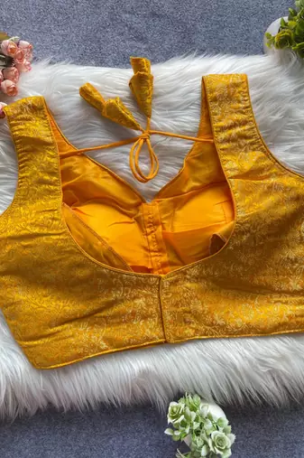 Yellow silk blouse for women festive saree blouse