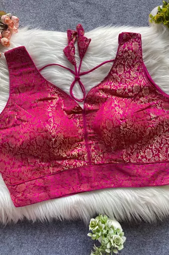 Pink silk blouse for women traditional saree blouse