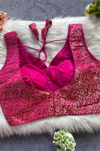 Pink silk blouse for women traditional saree blouse