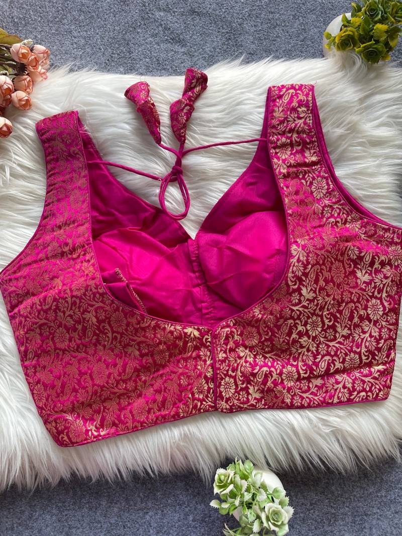 Pink silk blouse for women traditional saree blouse