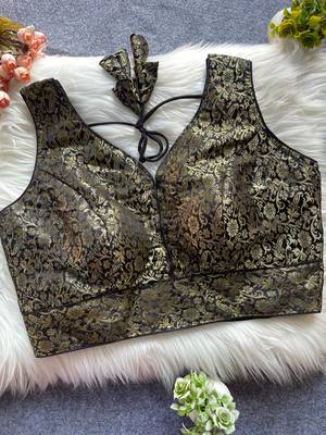 Black silk blouse for women plain saree blouse 1