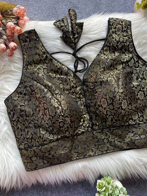 Black silk blouse for women plain saree blouse 2