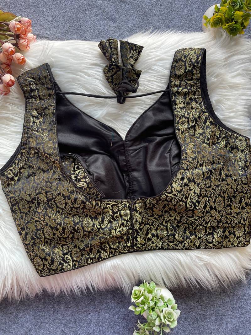 Black silk blouse for women plain saree blouse