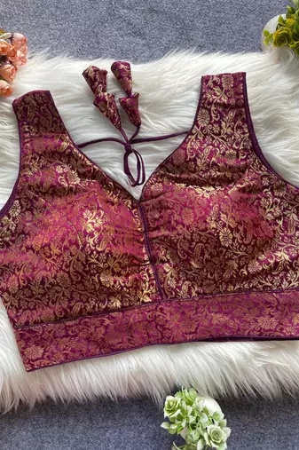 Maroon silk blouse for women designer saree blouse