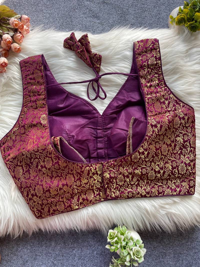 Maroon silk blouse for women designer saree blouse