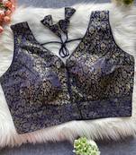 Navy blue silk blouse for women embroidery saree blouse