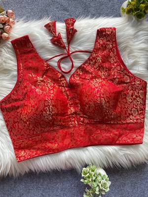 Red silk blouse for women zari saree blouse 1