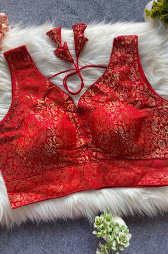 Red silk blouse for women zari saree blouse