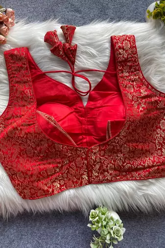 Red silk blouse for women zari saree blouse
