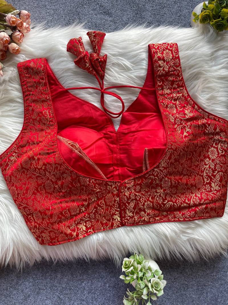 Red silk blouse for women zari saree blouse