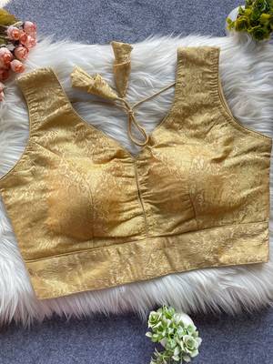 Beige silk blouse for women sequence saree blouse 1