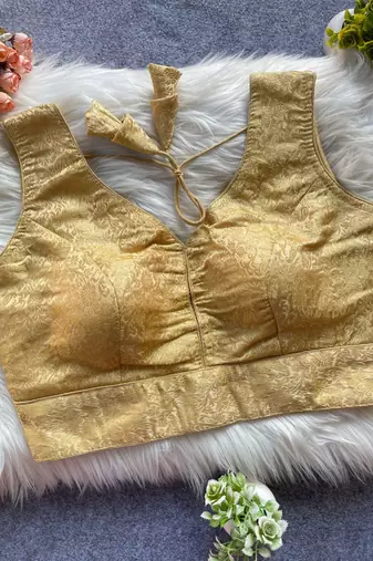 Beige silk blouse for women sequence saree blouse