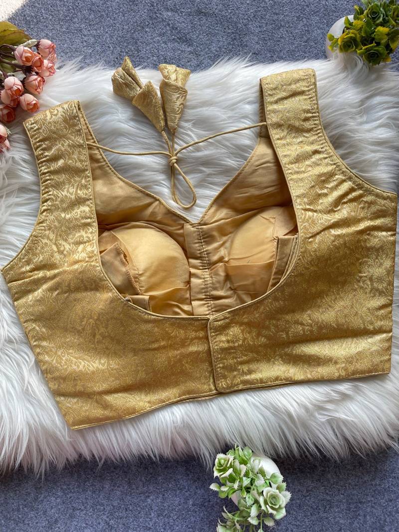 Beige silk blouse for women sequence saree blouse