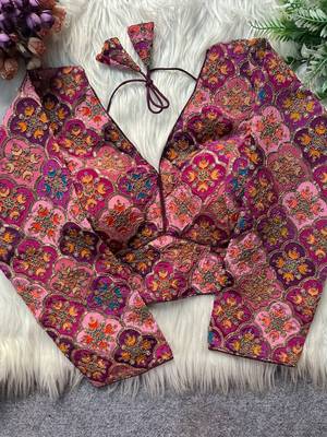 Purple viscose blouse for women printed saree blouse 1