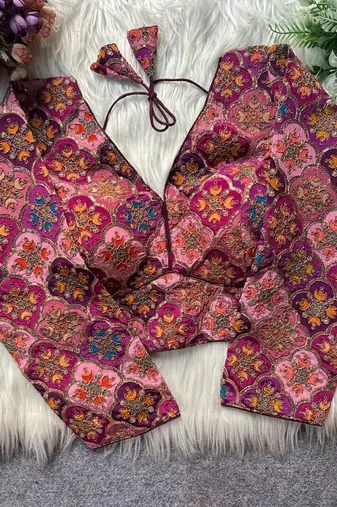 Purple viscose blouse for women printed saree blouse