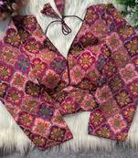 Purple viscose blouse for women printed saree blouse