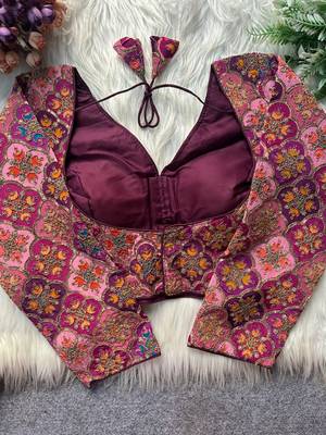 Purple viscose blouse for women printed saree blouse 2