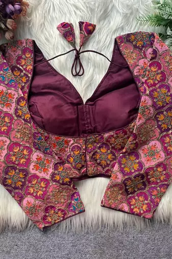 Purple viscose blouse for women printed saree blouse