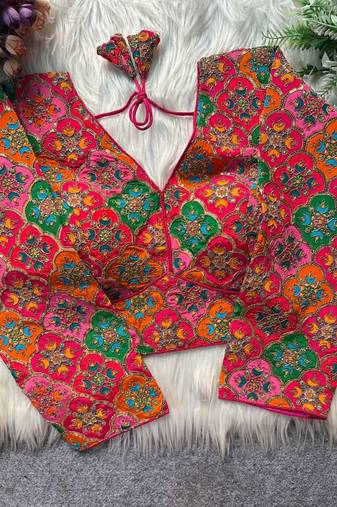 Pink viscose blouse for women fancy saree blouse