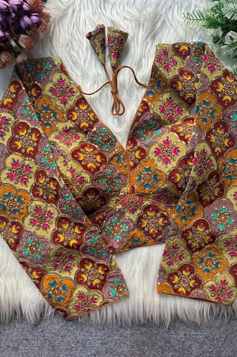 Brown viscose blouse for women festive saree blouse