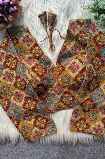 Brown viscose blouse for women festive saree blouse