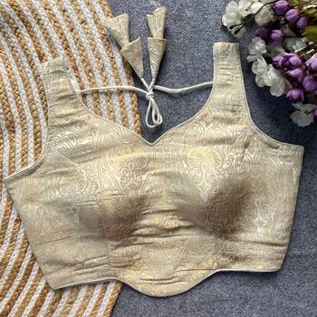 White jacquard blouse for women plain saree blouse 1