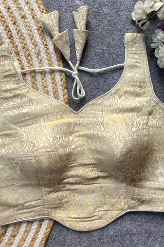 White jacquard blouse for women plain saree blouse